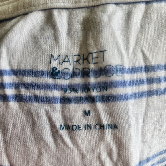 Market & Spruce | Striped Blue and White Top Tee Women's Medium M Scoop Neck EUC - Picture 5 of 6